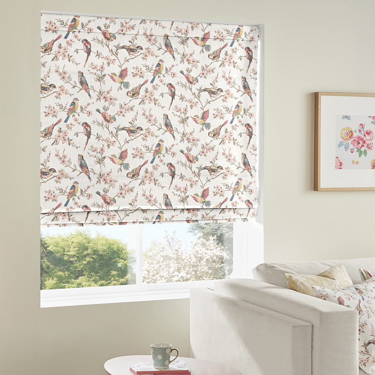Product photograph of Cath Kidston British Birds Pastels Roman Blind from Choice Furniture Superstore.